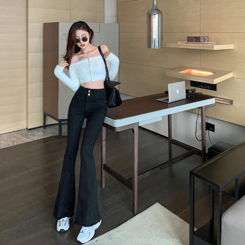 Internet Celebrity Pants Women's Korean-Style Chic Elegant Slim Fit Slimming Retro Stretch Slightly Flared Jeans Fashionable 
Internet Celebrity Pants Women's Korean-Style Chic Elegant Slim Fit Slimming Retro Stretch Slightly Flared Jeans Fashionable