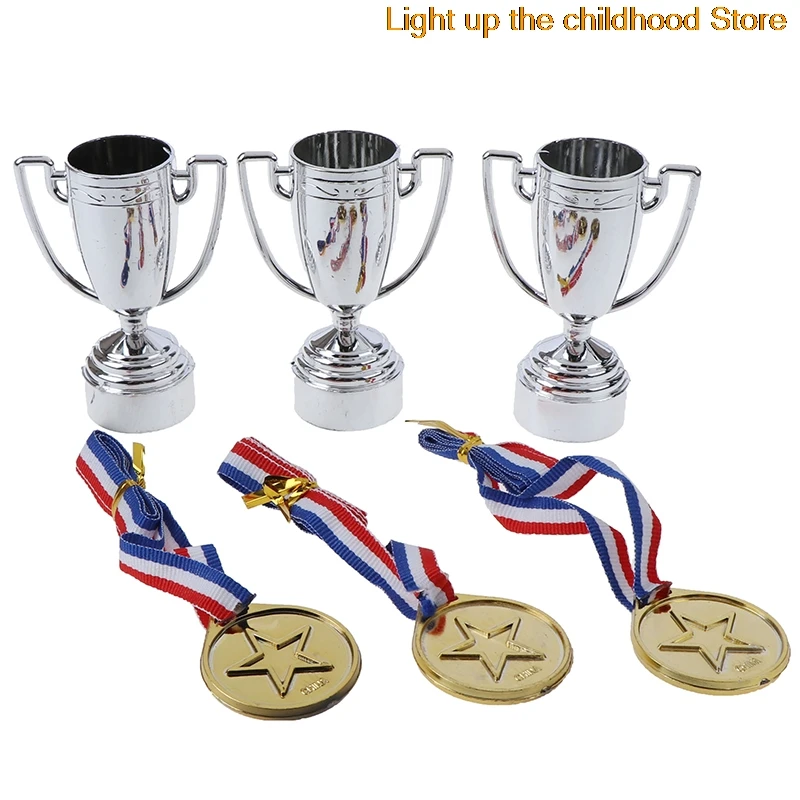 6 Pcs=3pcs Gold Plastic Winners Medals +3 plastic Trophy Toys For Kids Party Fun Props hot sale
6 Pcs=3pcs Gold Plastic Winners Medals +3 plastic Trophy Toys For Kids Party Fun Props hot sale