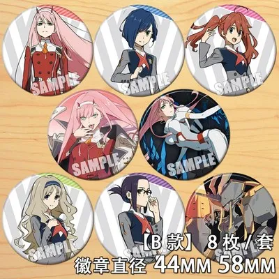 

Anime DARLING in the FRANXX Hiro Zero Two Ichigo Kokoro Figure 6297 Badge Round Brooch Pin Gifts Kids Collection Toy