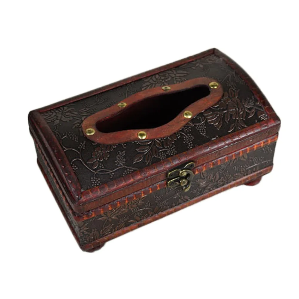1Pc Household 21*12*11CM Elegant Crafted Wooden Antique Handmade Old Tissue Box for Daily use | Дом и сад