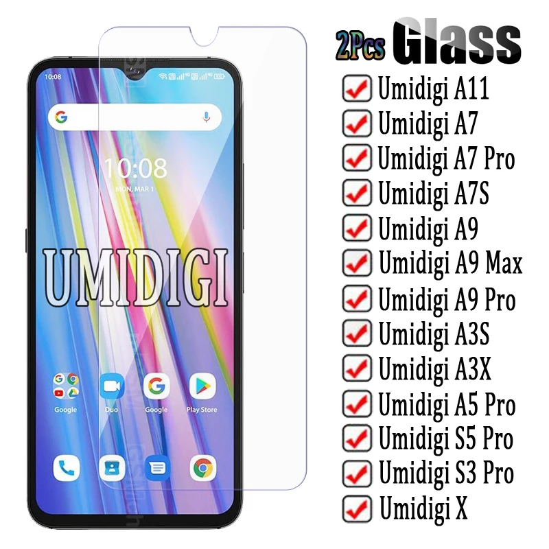 

2PCS Tempered Glass For Umidigi A13 A11 A7S A3X A3S A5 A7 A9 Max S3 S5 Pro Screen Protective Glass On Umi A11 A7S A5 A7 A9 Film