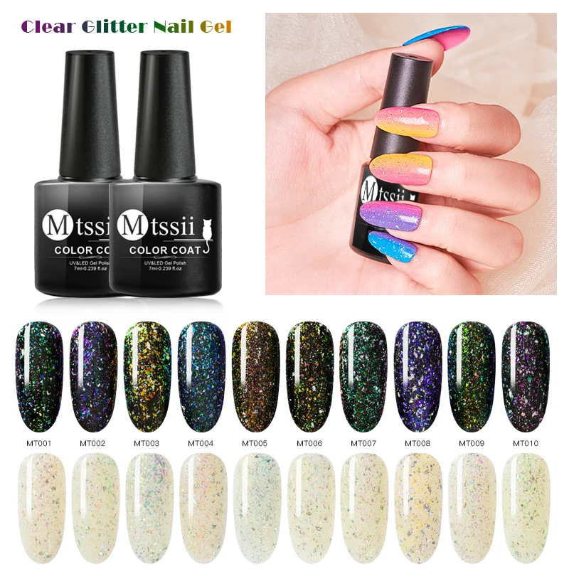 Mtssii 7ml Chameleon Holographic Gel Polish Starry Sparkle Glitter Soak Off UV Varnish Nail Art Lacquer Enamel Manicure | Красота и