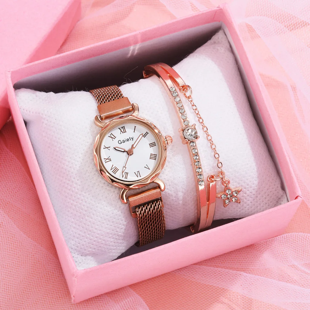 

Gaiety Brand 2pcs Set Women Watches Fashion Magnet Buckle Diamond Ladies Wrist Watch Crystal Bracelet Quartz Clock Reloj Mujer