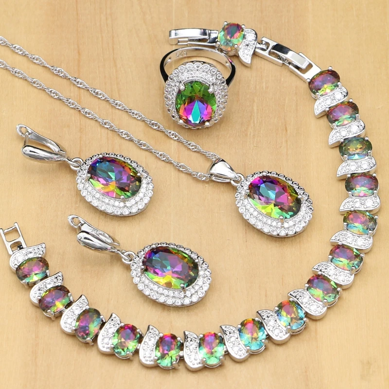 Silver 925 Jewelry Mystic Rainbow Fire Cubic Zirconia Jewelry Sets Decorations For Women Earrings Ring Bracelet Necklace Set
Silver 925 Jewelry Mystic Rainbow Fire Cubic Zirconia Jewelry Sets Decorations For Women Earrings Ring Bracelet Necklace Set