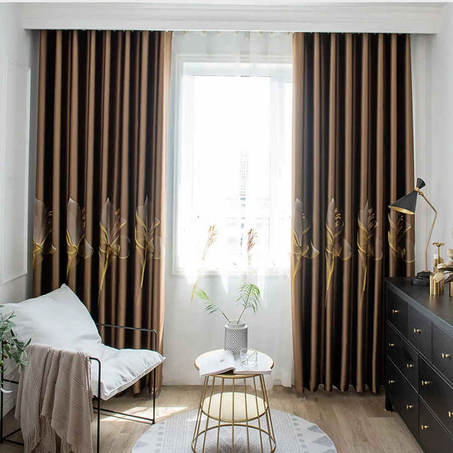 Coffee Satin Texture Lily Embroidery Window Treatment Blackout Curtains for Bedroom Luxury Living Room Blinds Drapes ZH44#4
Coffee Satin Texture Lily Embroidery Window Treatment Blackout Curtains for Bedroom Luxury Living Room Blinds Drapes ZH44#4