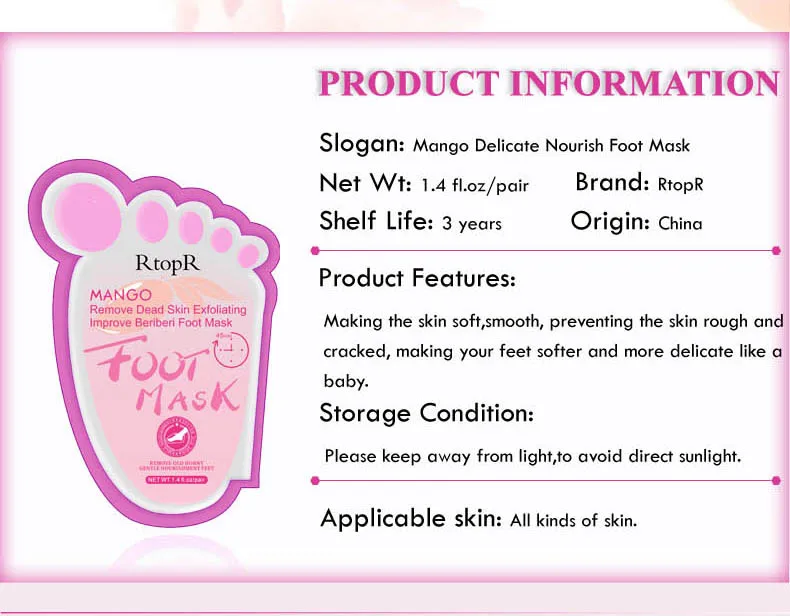 1pair Exfoliating Peel Foot Masks Soft Feet Callus Hard Dead Health Skin Care Mango soft nourishing foot mask Remove Dead Skin
1pair Exfoliating Peel Foot Masks Soft Feet Callus Hard Dead Health Skin Care Mango soft nourishing foot mask Remove Dead Skin