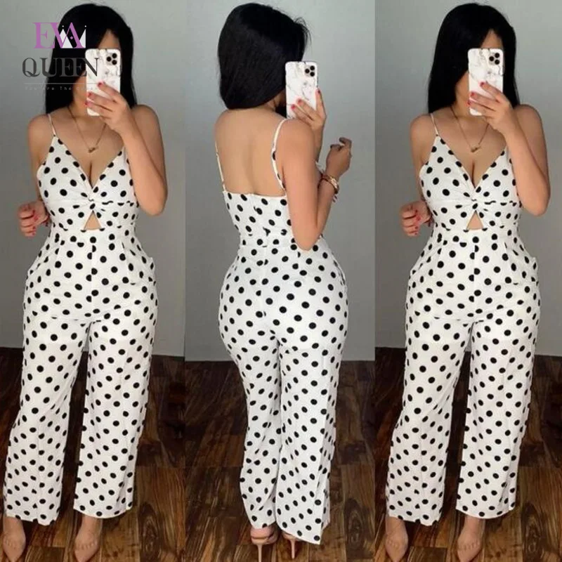 EvaQueen Polka Dot Hollow Out Jumpsuit Women Spaghetti Strap Soft Loose Fit Pants Set Backless V Neck Sexy Party Ensembles Femme
EvaQueen Polka Dot Hollow Out Jumpsuit Women Spaghetti Strap Soft Loose Fit Pants Set Backless V Neck Sexy Party Ensembles Femme