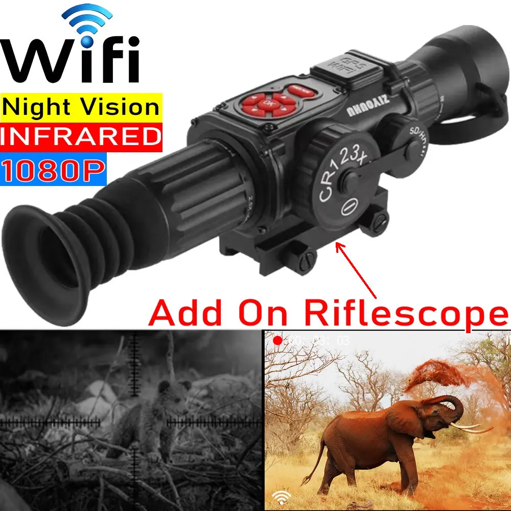 Оптический прицел ночного видения с Wi Fi Монокуляр дневного и HD 1080P инфракрасная