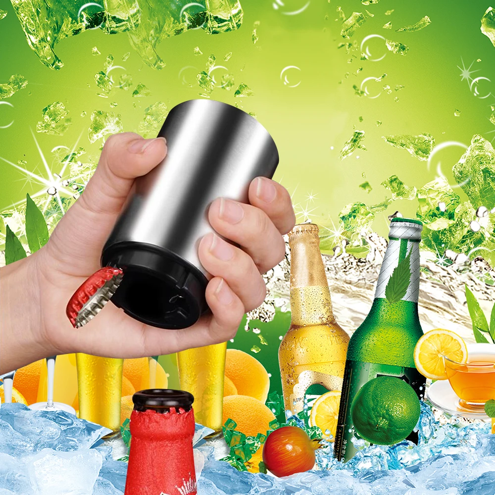 Automatic Beer Bottle Opener Push Down Bottle Cap Opener Air Pressure Stainless Steel Bar Tools for Kichen Wine Openers Gadget 2
Automatic Beer Bottle Opener Push Down Bottle Cap Opener Air Pressure Stainless Steel Bar Tools for Kichen Wine Openers Gadget 2