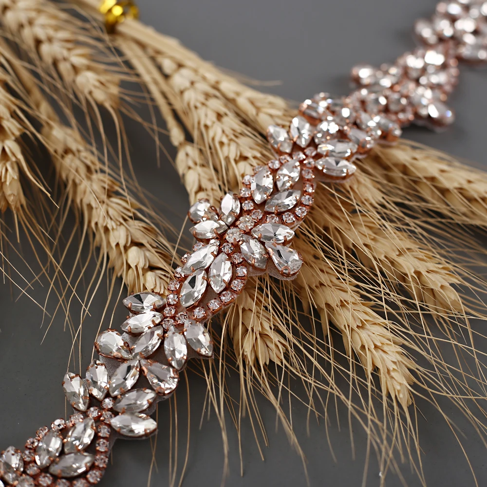 TRiXY S429 stunning rose gold rhinestone belts wedding embellished dress belt sash bridal bridesmaid | Свадьбы и торжества