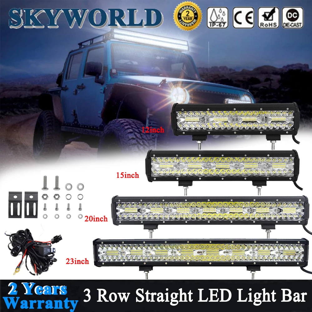 

12 15 20 23 inch Light Bar Offroad LED Bar For Truck 4WD 4x4 Car SUV ATV Uaz Barra Tractor 240W 300W 420W 480W Work Lamp 12V 24V
