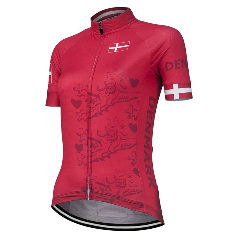Женская новая летняя велосипедная футболка красная одежда Дания Pro Bike Road Mountain Race