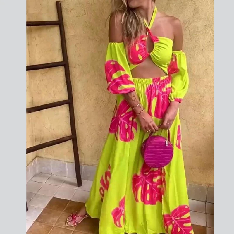 LIYONG Women Print Beach Maxi Dress Backless Halter Sexy Dresses High Waist Hollow Out Loose Bohemian Summer Party Vestidos 2022
LIYONG Women Print Beach Maxi Dress Backless Halter Sexy Dresses High Waist Hollow Out Loose Bohemian Summer Party Vestidos 2022