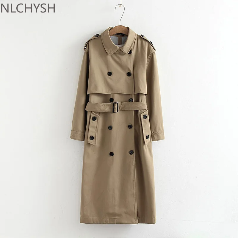 women casual solid color double breasted outwear fashion sashes office coat chic epaulet design long trench
women casual solid color double breasted outwear fashion sashes office coat chic epaulet design long trench