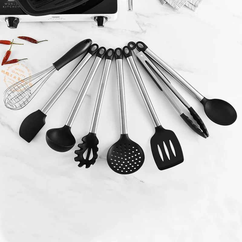 Protable Suit 8PCS Kitchenware Set Silicone High Temperature Resistant Stainless Steel Handle Spatula Cooking Tool Kitchen Set
Protable Suit 8PCS Kitchenware Set Silicone High Temperature Resistant Stainless Steel Handle Spatula Cooking Tool Kitchen Set