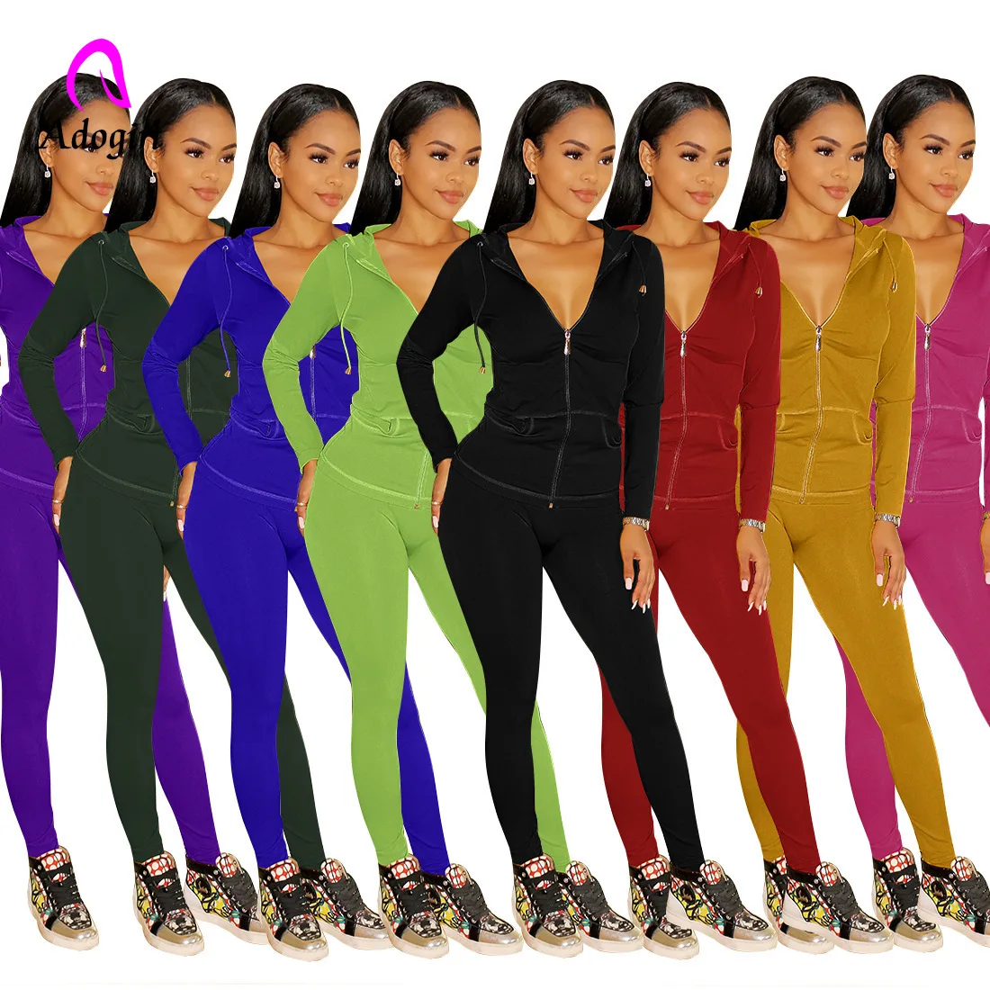 Fitness Women 2 Piece Set Zipper Fly Hooded Jacket Skinny Pencil Leggings 2021 Summer Solid Jogger Set Workout Casual Tracksuit
Fitness Women 2 Piece Set Zipper Fly Hooded Jacket Skinny Pencil Leggings 2021 Summer Solid Jogger Set Workout Casual Tracksuit