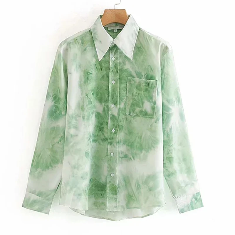 Tie Dye Blouse Women Fall Long Sleeve Green Blouses Korean Fashion Elegant Button up Shirt Kawaii BohoTunic Top
Tie Dye Blouse Women Fall Long Sleeve Green Blouses Korean Fashion Elegant Button up Shirt Kawaii BohoTunic Top