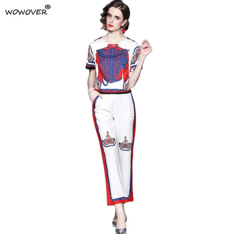 Women's Clothing Two Piece Set 2021 Summer Fashion Runway Designer Short Print Crop Top and Pants Suit Casual Female Outfits
Women's Clothing Two Piece Set 2021 Summer Fashion Runway Designer Short Print Crop Top and Pants Suit Casual Female Outfits