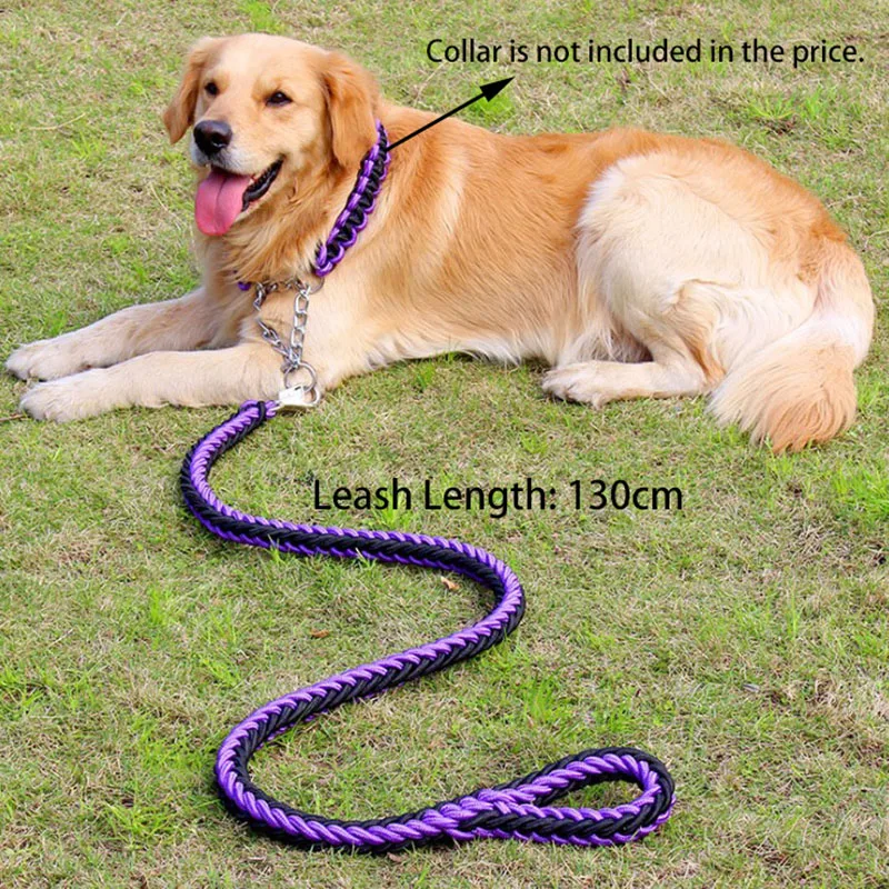 

Large Dogs Nylon Dog Leash Double Colors Canvas Double Row Adjustable Dog Collar For Medium Large Dogs 130cm