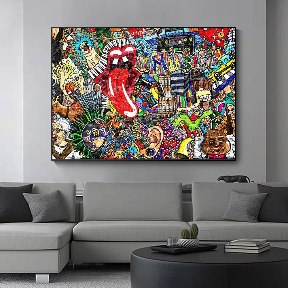 Graffiti Artwoek Music Theme Oil Paintings HD Print on Canvas Abstract Pop Street Art Posters and Prints Modern Home Room Decor
Graffiti Artwoek Music Theme Oil Paintings HD Print on Canvas Abstract Pop Street Art Posters and Prints Modern Home Room Decor