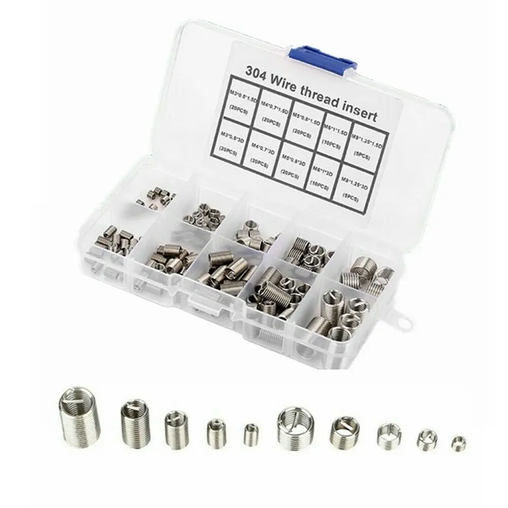 150Pcs/set Helicoil Thread 304 Stainless Steel M3 M4 M5 M6 M8 Parts Repair Replacement Replaces
150Pcs/set Helicoil Thread 304 Stainless Steel M3 M4 M5 M6 M8 Parts Repair Replacement Replaces