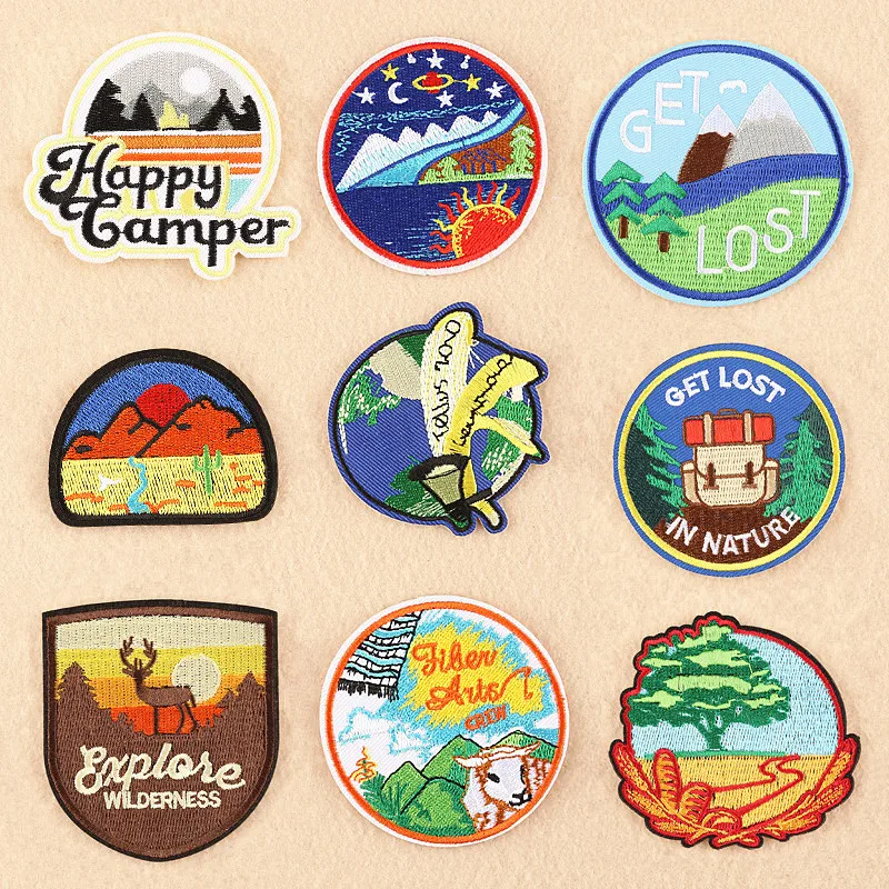 

10pcs/lot Round Embroidery Patches Letters Lost Nature Strange Things Clothing Accessories Heat Transfer Badge Iron Clothes