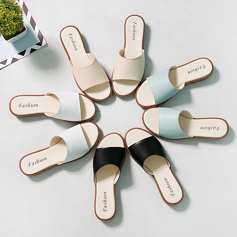 2021 Women Summer New Fashion Flats Non-slip Comfortable Genuine Leather Slippers Women Indoor Shoes Solid Color Beach Slippers
2021 Women Summer New Fashion Flats Non-slip Comfortable Genuine Leather Slippers Women Indoor Shoes Solid Color Beach Slippers