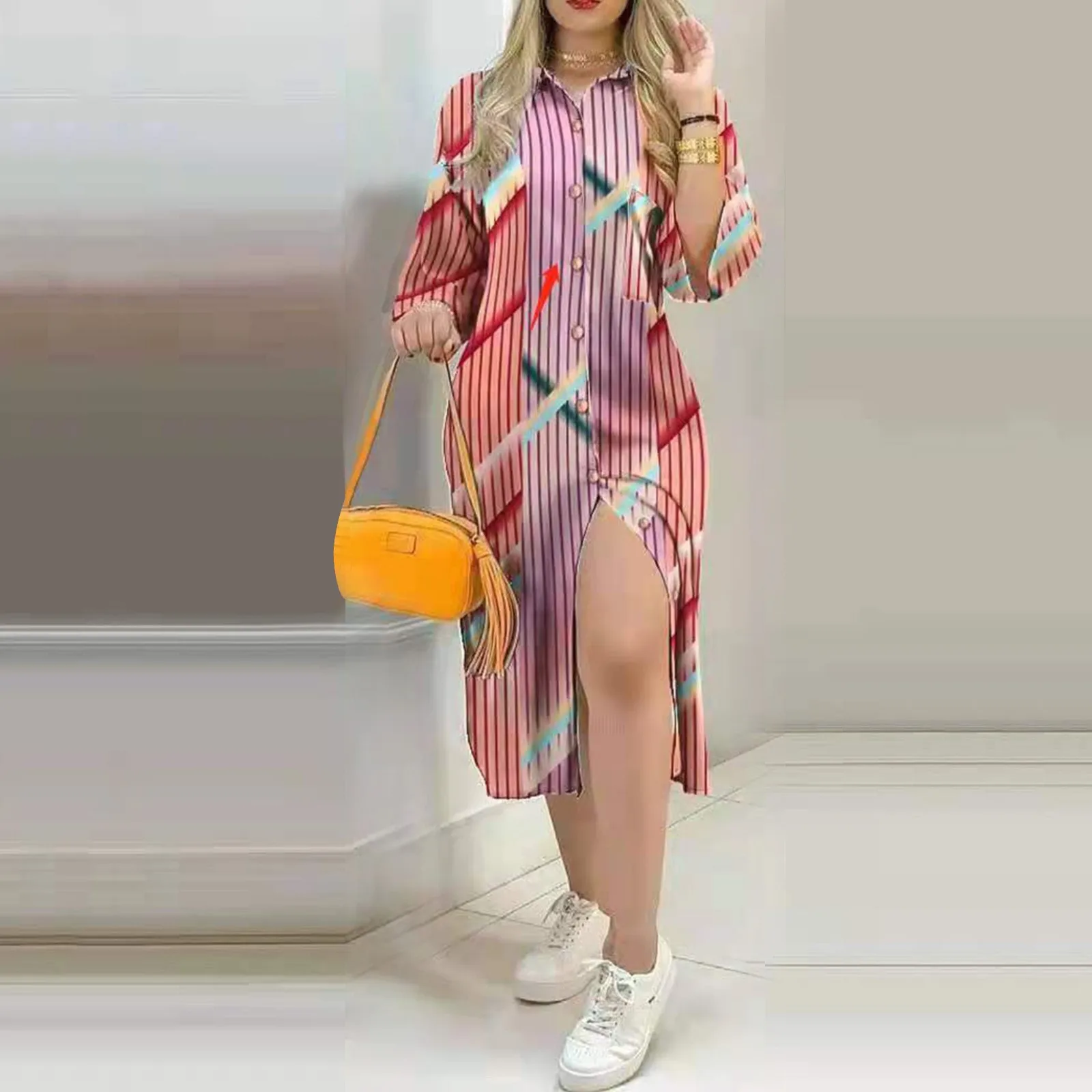 Patchwork Printed Casual Shirt Dress V-neck Three Quarter Sleeve Split Dresses For Women Holiday Midi Dress 40#
Patchwork Printed Casual Shirt Dress V-neck Three Quarter Sleeve Split Dresses For Women Holiday Midi Dress 40#