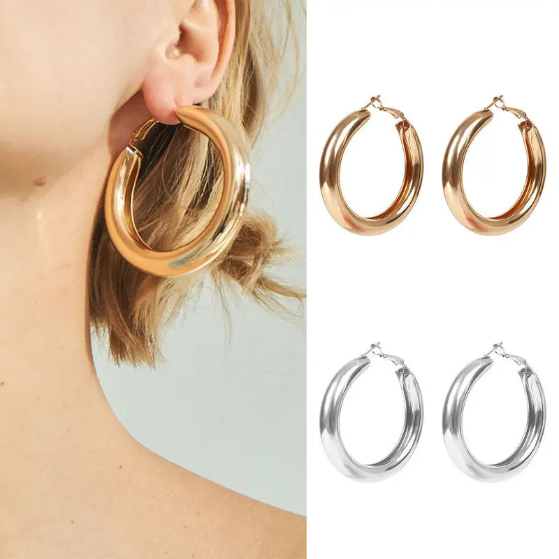 Punk Rock Hoop Earrings Minimalist Thick Tube Big Round Circle Gold Hoop Earrings Party Wedding Jewelry Gift for Women Brincos
Punk Rock Hoop Earrings Minimalist Thick Tube Big Round Circle Gold Hoop Earrings Party Wedding Jewelry Gift for Women Brincos