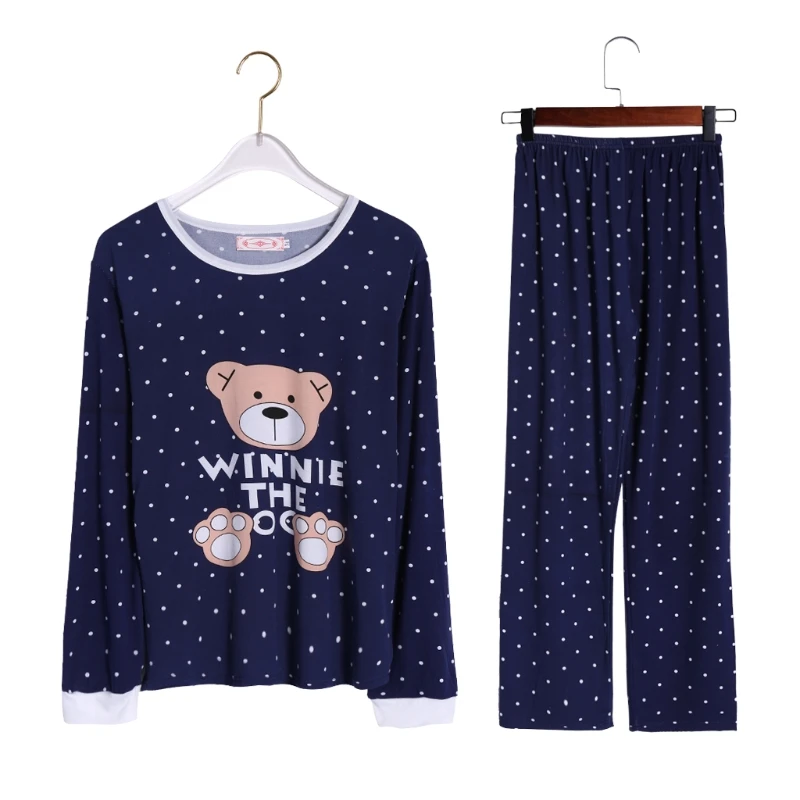 67JF Women Long Sleeve Bear Print Tops And Pants Wave Point Pajamas Set Sleepwear
67JF Women Long Sleeve Bear Print Tops And Pants Wave Point Pajamas Set Sleepwear