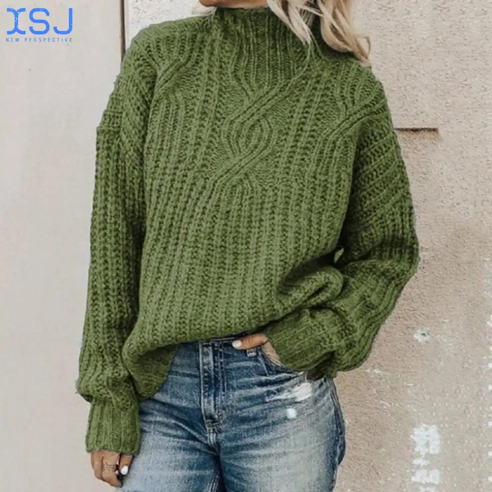 Women's Pullover Sweater Knitted Solid Color Vintage Style Casual Long Sleeve Loose Sweater Cardigans Turtleneck Fall Winter
Women's Pullover Sweater Knitted Solid Color Vintage Style Casual Long Sleeve Loose Sweater Cardigans Turtleneck Fall Winter