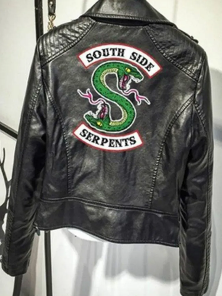 Top Southside Snake Pink Black PU Leather Streetwear Fall Zipper Coat New Women Riverdale Serpents Faux Leather Jackets Crop
Top Southside Snake Pink Black PU Leather Streetwear Fall Zipper Coat New Women Riverdale Serpents Faux Leather Jackets Crop