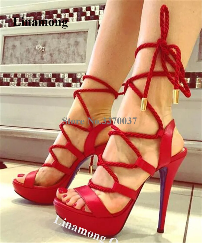 Linamong Summer Newest Open Toe Straps Cross Stiletto Heel Gladiator Sandals Red Lace-up High Platform Sandals Club Dress Shoes
Linamong Summer Newest Open Toe Straps Cross Stiletto Heel Gladiator Sandals Red Lace-up High Platform Sandals Club Dress Shoes