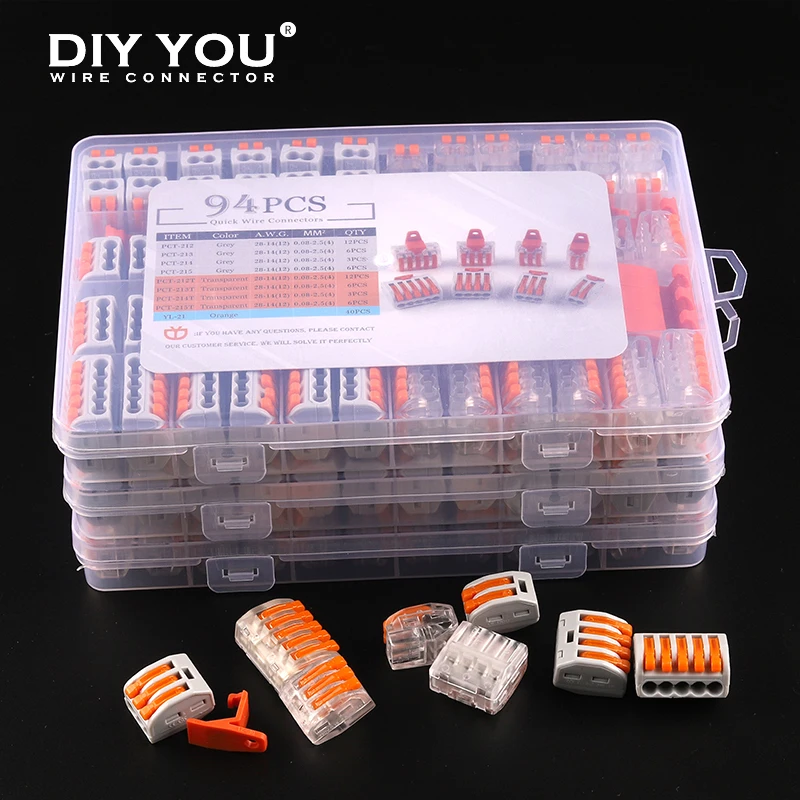 Boxed Wire Connector With fixed accessories PCT Type 2/3/4/5 Pin Universal Compact Push-in Conductor Connectors Terminal Block
Boxed Wire Connector With fixed accessories PCT Type 2/3/4/5 Pin Universal Compact Push-in Conductor Connectors Terminal Block