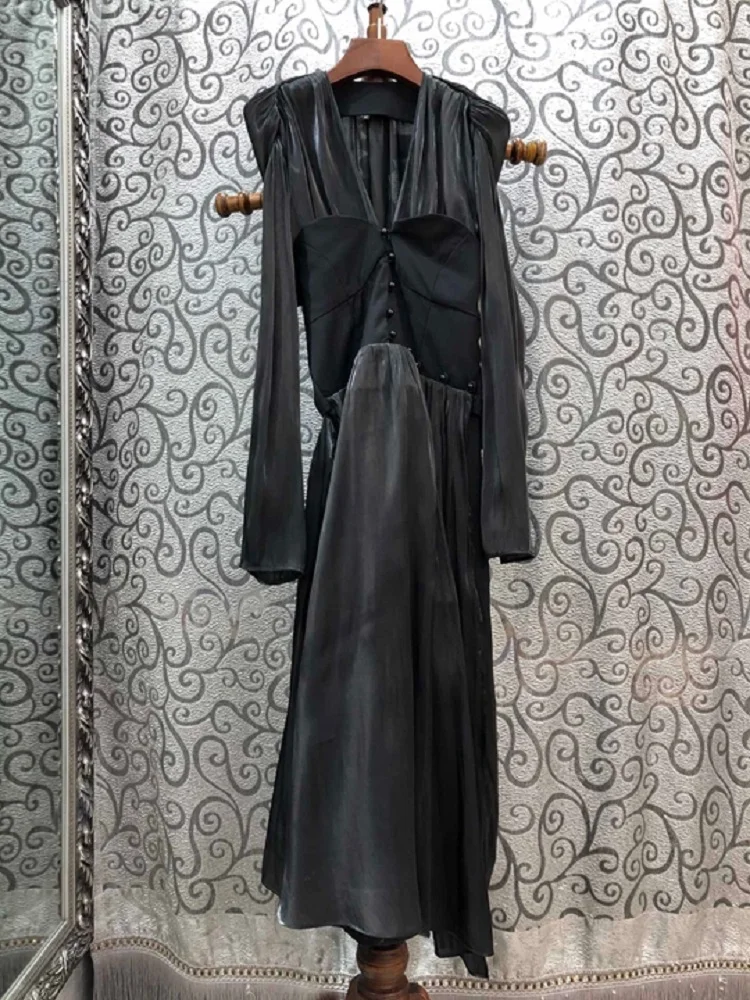New Top Quality 2021 Spring Evening Vestidos Women Sexy V-Neck Beading Button Waist Color Block Patchwork Elegant Back Bow Dress
New Top Quality 2021 Spring Evening Vestidos Women Sexy V-Neck Beading Button Waist Color Block Patchwork Elegant Back Bow Dress