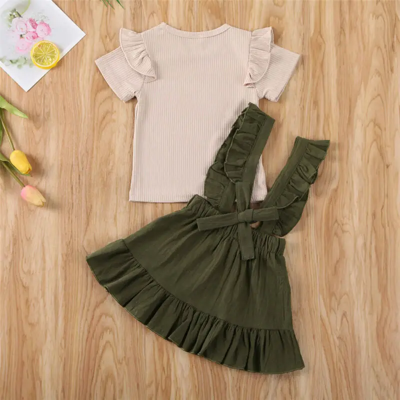 Toddler Kid Baby Girl Clothes Short Sleeve Top T-shirt Strap Dress Outfit Set Baby Sets Clothings Solid Color Clothes Sunsuits
Toddler Kid Baby Girl Clothes Short Sleeve Top T-shirt Strap Dress Outfit Set Baby Sets Clothings Solid Color Clothes Sunsuits