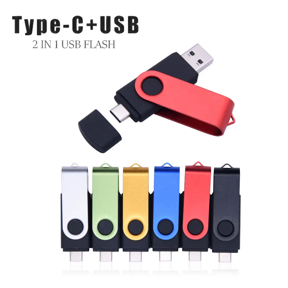 10 шт. 360 Поворот type-c USB Flash drive cle sd-карты до 64 ГБ 2 0 смарт-телефон Флеш накопитель 16G/32g