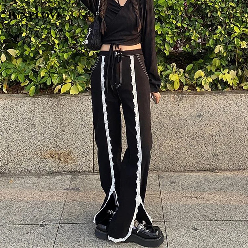 JuneLove Patchwork Lace Plus Size Split Denim Pant Mom Slit Jeans Trouser Boyfriend Women Streetwear Harajuku Fashion Punk Goth
JuneLove Patchwork Lace Plus Size Split Denim Pant Mom Slit Jeans Trouser Boyfriend Women Streetwear Harajuku Fashion Punk Goth