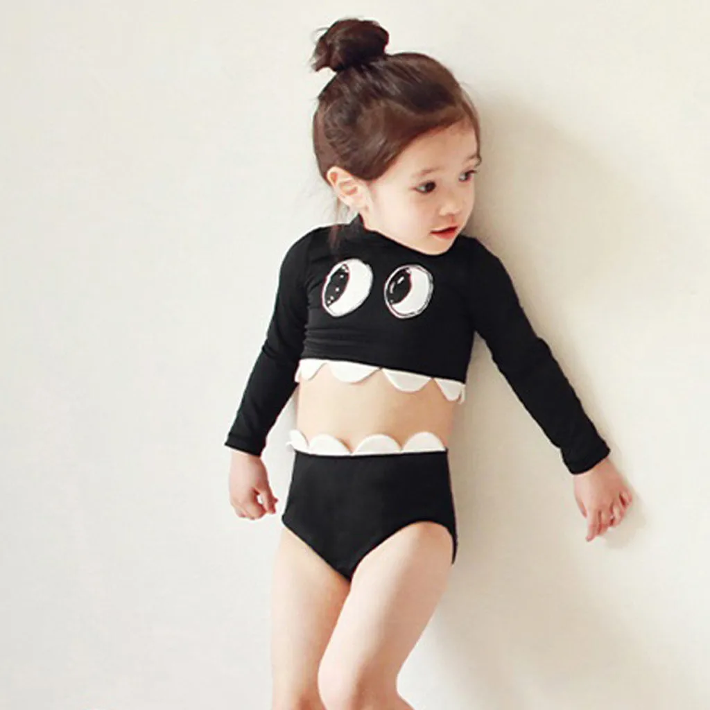 TELOTUNY 2020 Toddler Kid Baby Girls Long Sleeve Cartoon Pool Beach Swimsuits Swimwear Sets Infant Fashion 1-5Y | Детская одежда и