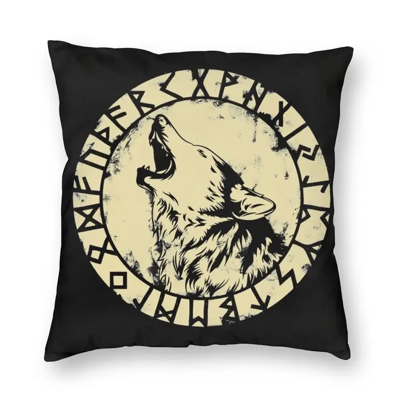 

Viking Wolf Cushion Cover 40x40 Decoration 3D Printing Valhalla Norse Fenrir Monster Throw Pillow for Sofa Double Side