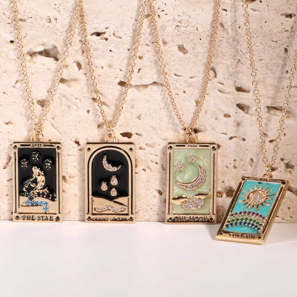 New Designed Mystical Tarot Necklace for Women Colorful Enamel Cubic Zirconia Pendant Neckace Fashion Jewelry Gift
New Designed Mystical Tarot Necklace for Women Colorful Enamel Cubic Zirconia Pendant Neckace Fashion Jewelry Gift