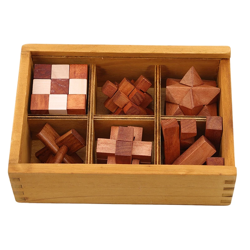 6 Pcs/Set Kids Educational Toys New Design IQ Brain Teaser Kong Ming Lock 3D Wooden Interlocking Burr Puzzles Game Toy
6 Pcs/Set Kids Educational Toys New Design IQ Brain Teaser Kong Ming Lock 3D Wooden Interlocking Burr Puzzles Game Toy