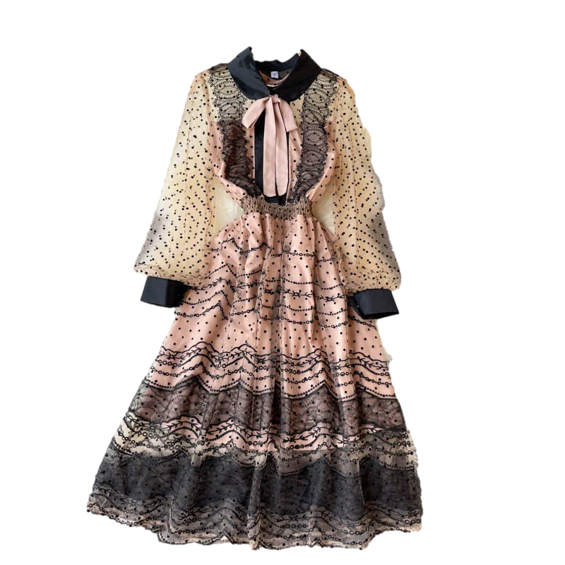 2021 New Spring Fashion Vestidos Women's Lapel Sweet Polka Dot Mesh Puff Sleeve Lace Princess Midi Dress GL116
2021 New Spring Fashion Vestidos Women's Lapel Sweet Polka Dot Mesh Puff Sleeve Lace Princess Midi Dress GL116