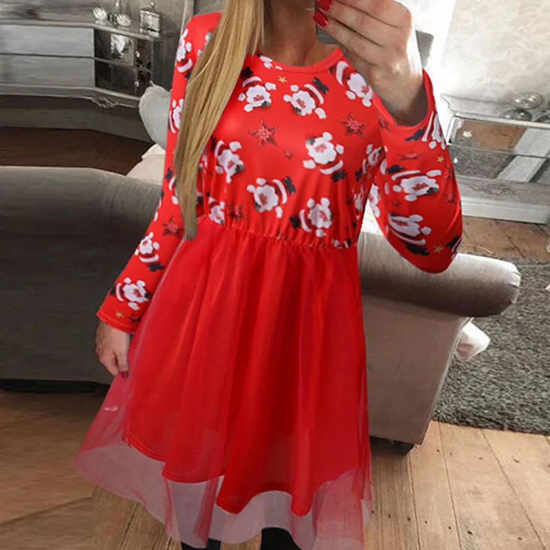 Fashion Christmas Print Patchwork Mesh Dress Women Autumn Long Sleeve Party Dresses 2020 Casual O Neck Lady Mini Dress Vestidos
Fashion Christmas Print Patchwork Mesh Dress Women Autumn Long Sleeve Party Dresses 2020 Casual O Neck Lady Mini Dress Vestidos