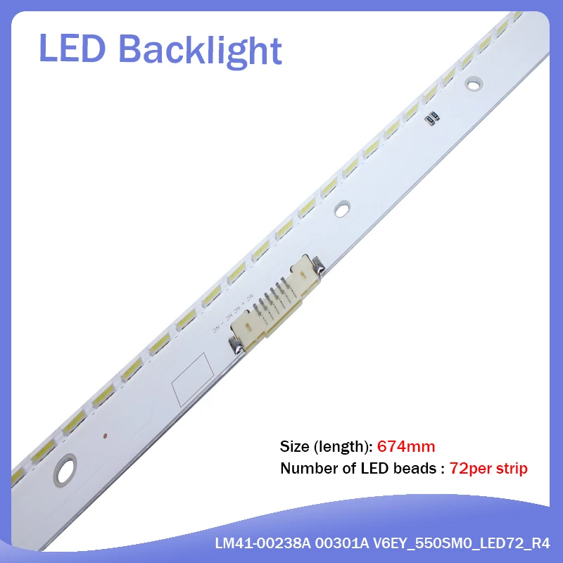 New 72LED 674mm LED backlight strip for Samsung UE55K5510AK UA55K6300 BN96-39508A 39509A LM41-00238A 00301A V6EY_550SM0_LED72_R4 
New 72LED 674mm LED backlight strip for Samsung UE55K5510AK UA55K6300 BN96-39508A 39509A LM41-00238A 00301A V6EY_550SM0_LED72_R4