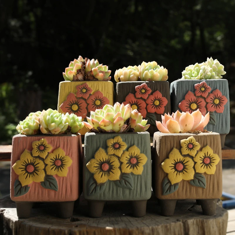 Korean Embossed Floret Succulent Stoneware Flowerpot Vintage Green Plant Ceramic Art Potted Home Balcony Creative Gardening
Korean Embossed Floret Succulent Stoneware Flowerpot Vintage Green Plant Ceramic Art Potted Home Balcony Creative Gardening