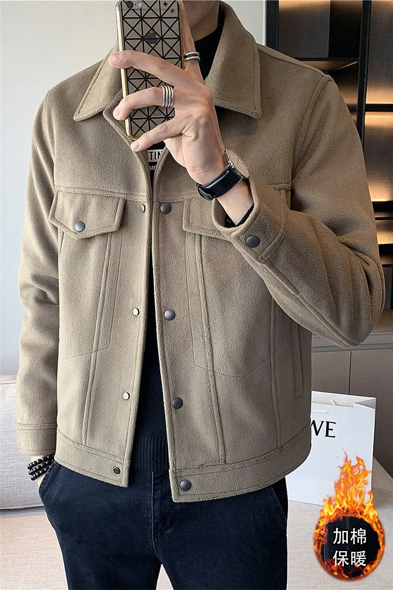 British Style Autumn Winter Thick Warm Jackets Men Clothing 2020 Turn Down Collar Slim Fit Casual Coats Single Breasted 3XL-M
British Style Autumn Winter Thick Warm Jackets Men Clothing 2020 Turn Down Collar Slim Fit Casual Coats Single Breasted 3XL-M