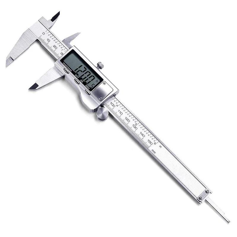 Digital Caliper 6 Inch Measuring Tool Stainless Steel Inch Fractions Milimeter Conversion with Extra-Large LCD Screen
Digital Caliper 6 Inch Measuring Tool Stainless Steel Inch Fractions Milimeter Conversion with Extra-Large LCD Screen