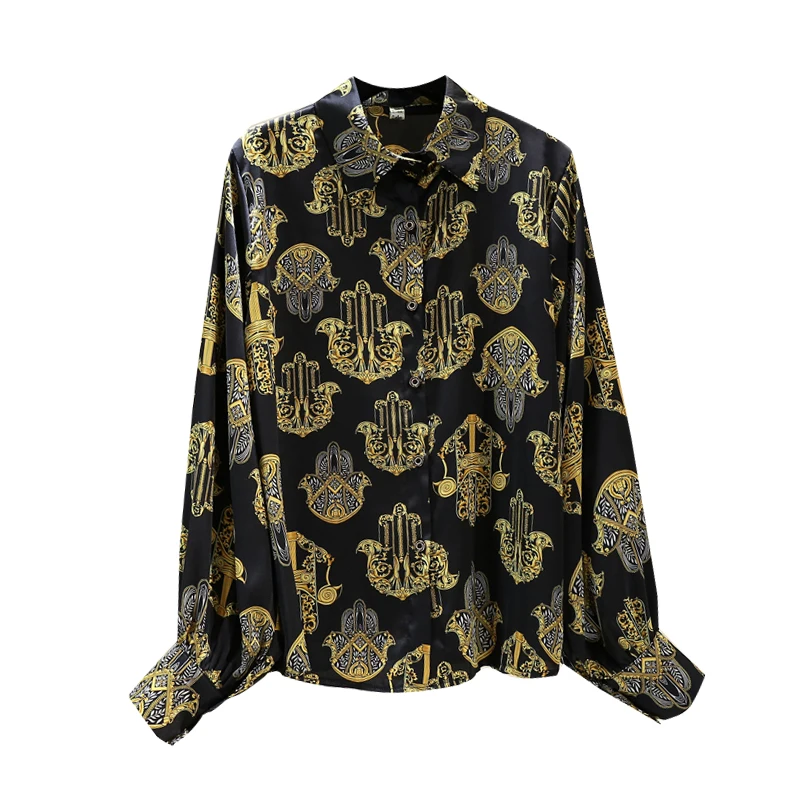 Autumn and Winter 2020 New Retro Temperament Loose and Thin Drape Lantern Sleeve Palace Print Satin Shirt Blouse UK349 
Autumn and Winter 2020 New Retro Temperament Loose and Thin Drape Lantern Sleeve Palace Print Satin Shirt Blouse UK349
