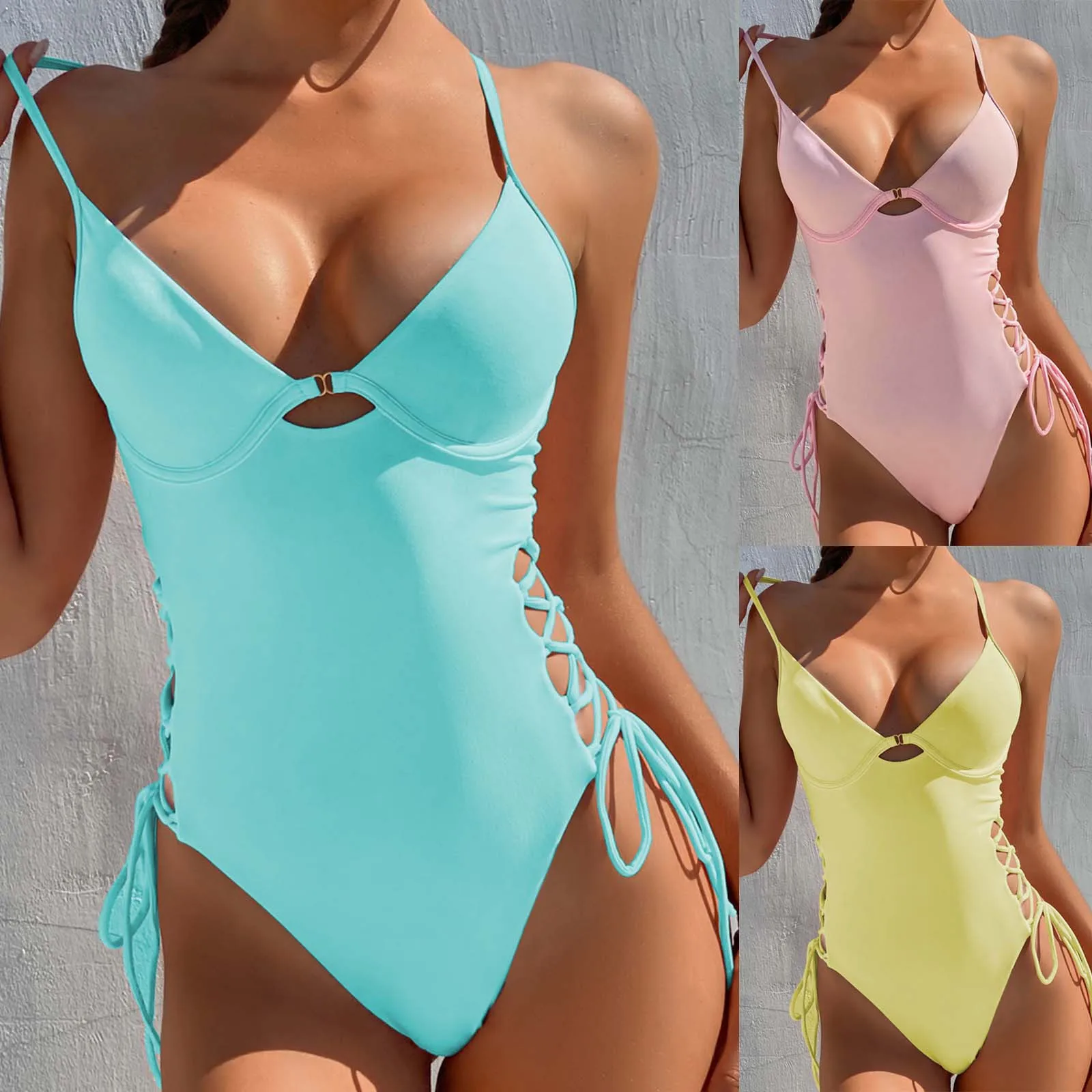 Womens Bikini Summer Fashion Solid Color Sexy V-neck Tube Top Strap Halter High Waist Hip Lift One-piece Swimsuit Beach Bikini
Womens Bikini Summer Fashion Solid Color Sexy V-neck Tube Top Strap Halter High Waist Hip Lift One-piece Swimsuit Beach Bikini